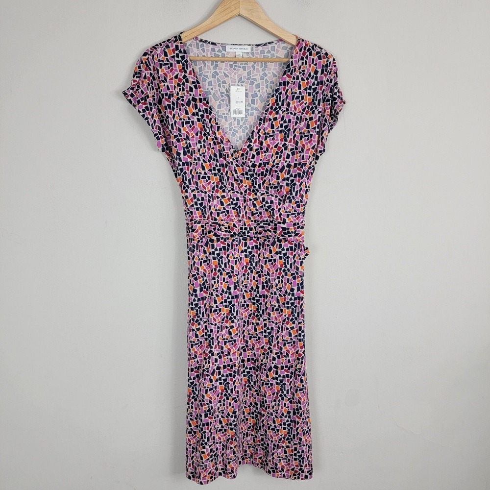Banana republic Midi Dress Womens‎ S Maui Rose Faux Wrap V Neck Cap Sleeve NWT